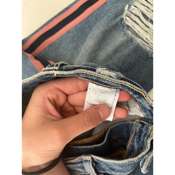 McGuire Distressed Stripe Down The Side Legs Crop Jeans Size 28 - Picture 11 of 16